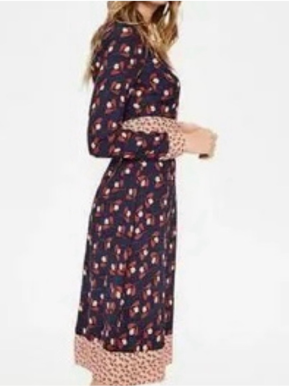 Boden Daisy Conker Midi Dress Floral Print Clover Geo Long Sleeve A-Line - Picture 4 of 12